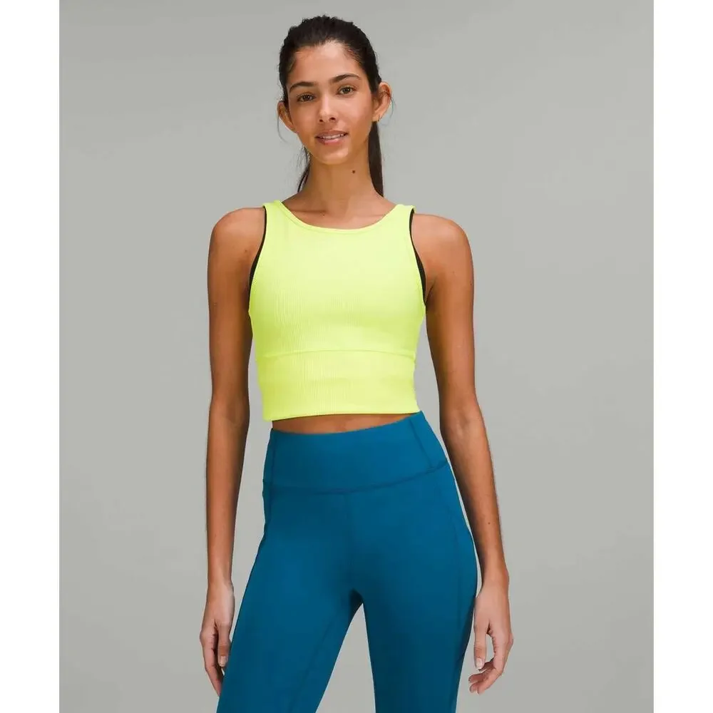 Lululemon Power Pivot Ribbed Reversible Tank Top Electric Lemon 4 - Picture 1 of 8
